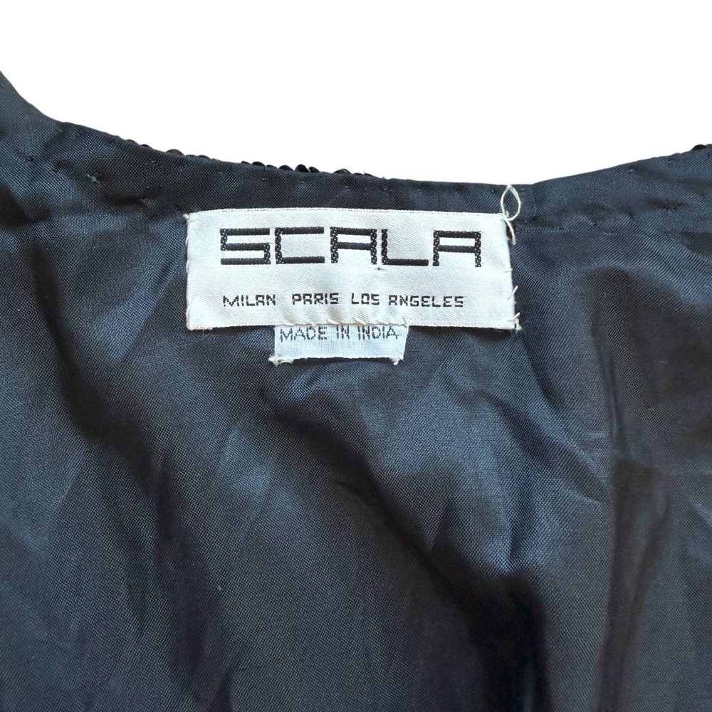Vintage Scala Black Beaded Sequin Evening Jacket Art Deco Glam Cocktail Party L - Picture 4 of 9